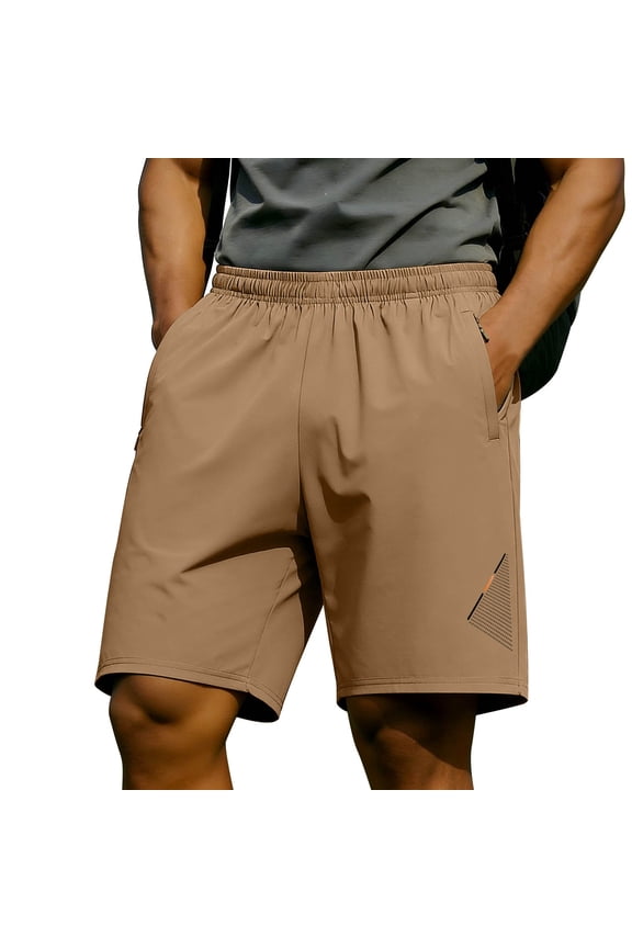 Men's Gym Shorts with Zipper Pocket Elastic Waist Quick Dry Workout Shorts Breathable Loose Athletic Runing Beach Shorts Coffee XS