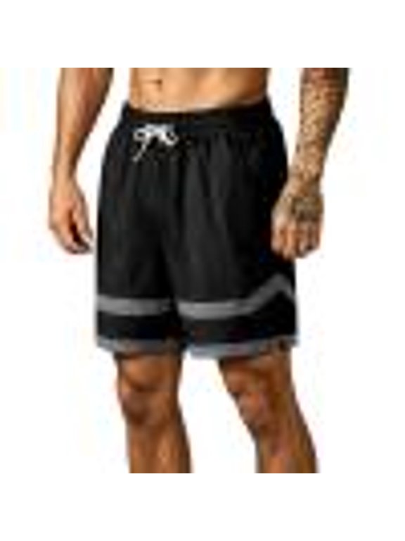 Men's Gym Workout Shorts Quick Dry Casual Athletic Shorts Elastic Waist Drawstring Running Basketball Shorts with Pockets Black XL