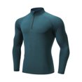 thumbnail image 1 of JUUYY Men's Half-Zip Mock Neck Athletic Shirt Stretch Raglan Long Sleeve Tight Muscle Running Fitness Workout Gym Training Tops Green XXL, 1 of 4