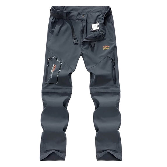 JUUYY Men's Hiking Pants Convertible Quick Dry Cargo Pants Straight Loose Lightweight Zip-Off Outdoor Travel Camping Fishing Pants Dark Gray XXL