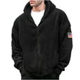 thumbnail image 1 of JUUYY Men's Hoodies Jacket Full Zip Long Sleeve Sherpa USA Flag Hooded Sweatshirt Soft m Fuzzy Fleece Fluffy Outwear Coat Black S, 1 of 5