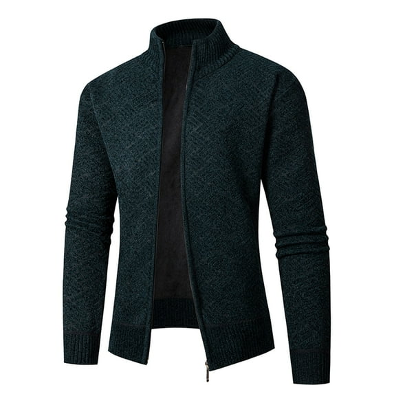 JUUYY Men's Hoodless Sweater Jackets Stand Collar Long Sleeve Zip Coat Casual m Lightweight Coats Autumn Outerwear Navy XXL