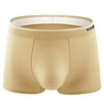 thumbnail image 1 of JUUYY Men's Ice Silk Underwear Boxer Briefs Soft, Breathable and Stretchable Trunks Middle Waist Underpants Khaki XL, 1 of 3
