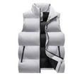 thumbnail image 1 of JUUYY Men's Jackets Packable Puffer Vest Jacket Lightweight Winter Down Bubble Coat Quilted Padded Solid Color Fashion Jacket Gray XXL, 1 of 4