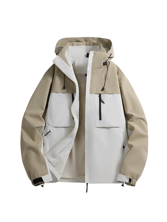 Men's Jackets Soft Shell Winter Ski Waterproof Winter Coat Warm Fleece Lined Hooded Snowboard Jacket Mountain Snow Jacket Gray S