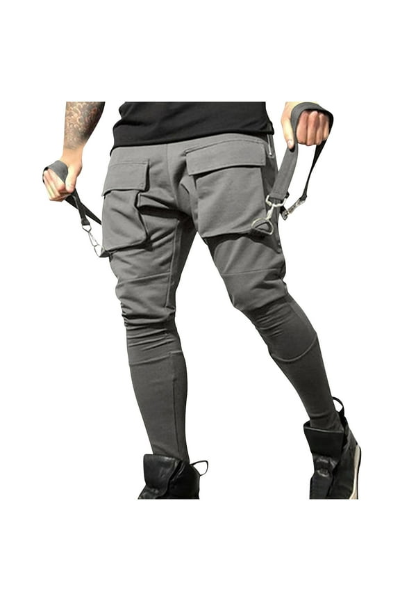 Men's Jogger Cargo Techwear Streetwear Ankle Casual Harem Pants with Pockets Fashion Hip Hop Pants Gym Long Pants Gray XL