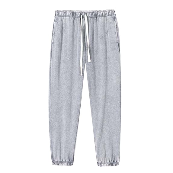 JUUYY Men's Jogger Pants Casual Elastic Waist Washed Athletic Pants with Pockets Loose Workout Lounge Gym Running Sweat Pants Gray M