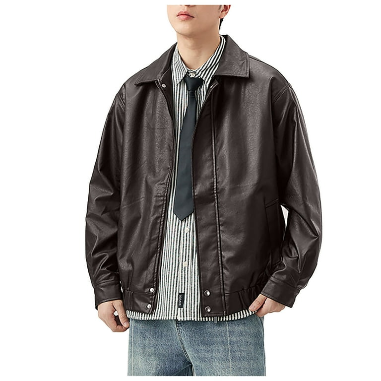 Vintage 90s Y2k Chevirex Leather Jacket Brown Size L P2P 23