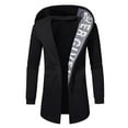 thumbnail image 1 of JUUYY Men's Letter Graphic Print Open Front Hoodie Casual Solid Color Long Sleeve Winter m Sweatshirt Black XS, 1 of 7