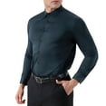 thumbnail image 1 of JUUYY Men's Long Sleeve Dress Shirt Stretchy Button Up Lapel Collar Striped Shirt Wrinkle Free Slim Fit Business Casual Formal Shirt Tops Green XXXL, 1 of 9