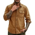 thumbnail image 1 of JUUYY Men's Long Sleeve Shirt Button Down Casual Work Shirts Lightweight Classic Outdoor Hiking Fishing Shirt with Flap Pockets Khaki XL, 1 of 6