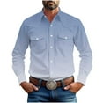 thumbnail image 1 of JUUYY Men's Long Sleeve Shirts Casual Button Down Cotton Work Shirt Retro Trendy Gradient Print Lapel Shirt Jacket with Two Pockets Light Blue XXXXL, 1 of 8