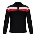 thumbnail image 1 of JUUYY Men's Long Sleeve Shirts Casual Button Up Turtleneck Collar Tee Top Color Block Regular Fit Business Leisure Golf Shirt Black M, 1 of 6