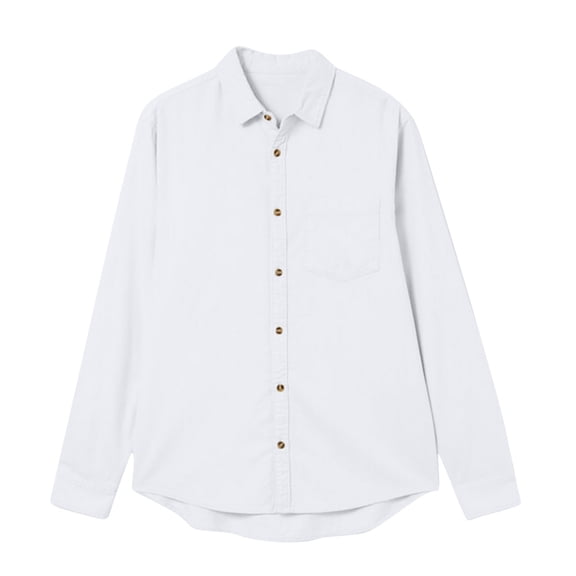 JUUYY Men's Long Sleeve Shirts Casual Solid Color Regular Fit Button Down Shirt Blouse Tops Leisure Daily Shirt White M