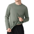 thumbnail image 1 of JUUYY Men's Long Sleeve T Shirt Loose Lightweight Round Neck Solid Color Athletic T-Shirts Plain Basic Breathable Gym Workout Tee Shirt Green M, 1 of 3