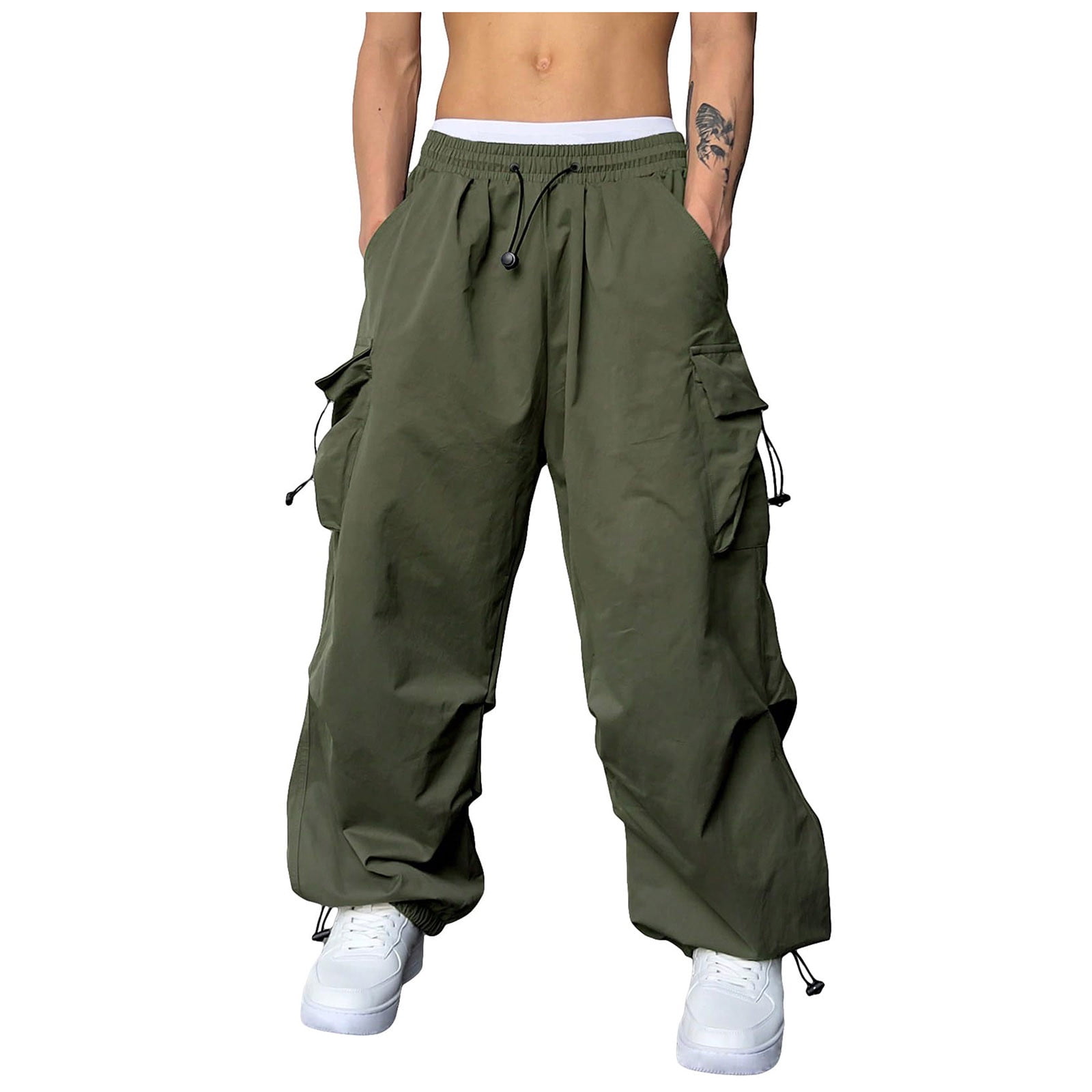 JUUYY Men's Loose-Fit Baggy Cargo Pants Casual Parachute JUUYY Men's Loose-Fit Baggy Cargo Pants Casual Parachute