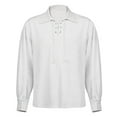 thumbnail image 1 of JUUYY Men's Medieval Pirate Gothic Shirt Medieval Vintage Lacing Long Sleeve Standing Neck Stage Performance Dress Shirt Overlay White XXL, 1 of 6