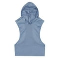 thumbnail image 1 of JUUYY Men's Mesh Hooded Tank Tops Workout Gym Training Hoodies Sleeveless Muscle Bodybuilding Cut Off T Shirt Light Blue L, 1 of 5