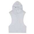 thumbnail image 1 of JUUYY Men's Mesh Hooded Tank Tops Workout Gym Training Hoodies Sleeveless Muscle Bodybuilding Cut Off T Shirt White L, 1 of 5