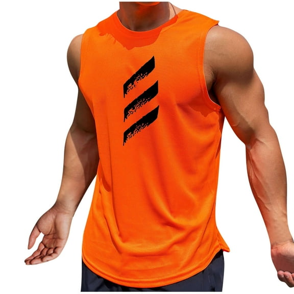 JUUYY Men's Mesh Sleeveless Tank Tops Muscle Workout Tank Top Mesh Material Quick Dry Running Gym Sports Fitness Shirts Orange XXL