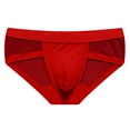 thumbnail image 1 of JUUYY Men's Mesh Underwear Briefs Soft Low Rise Bulge Pouch Underwear Modal Breathable Briefs Red XL, 1 of 4