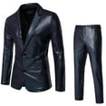 thumbnail image 1 of JUUYY Men's Metallic Shiny Suits Disco Sequin Blazer and Pants 2 Piece Sets for Party Prom Black L, 1 of 8