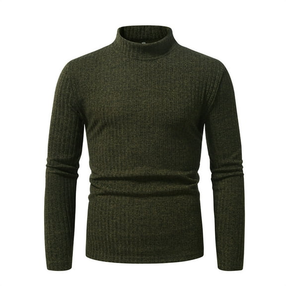JUUYY Men's Mock Neck Sweater Ribbed Slim Fit Long Sleeve Turtleneck Pullover Solid Color Winter m Sweater Army Green XXL