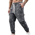 thumbnail image 1 of JUUYY Men's Multi-Pocket Cargo Pants Loose Fit Elastic Waist Drawstring Jogger Pants Outdoor Hiking Travel Casual Long Trousers Gray L, 1 of 9