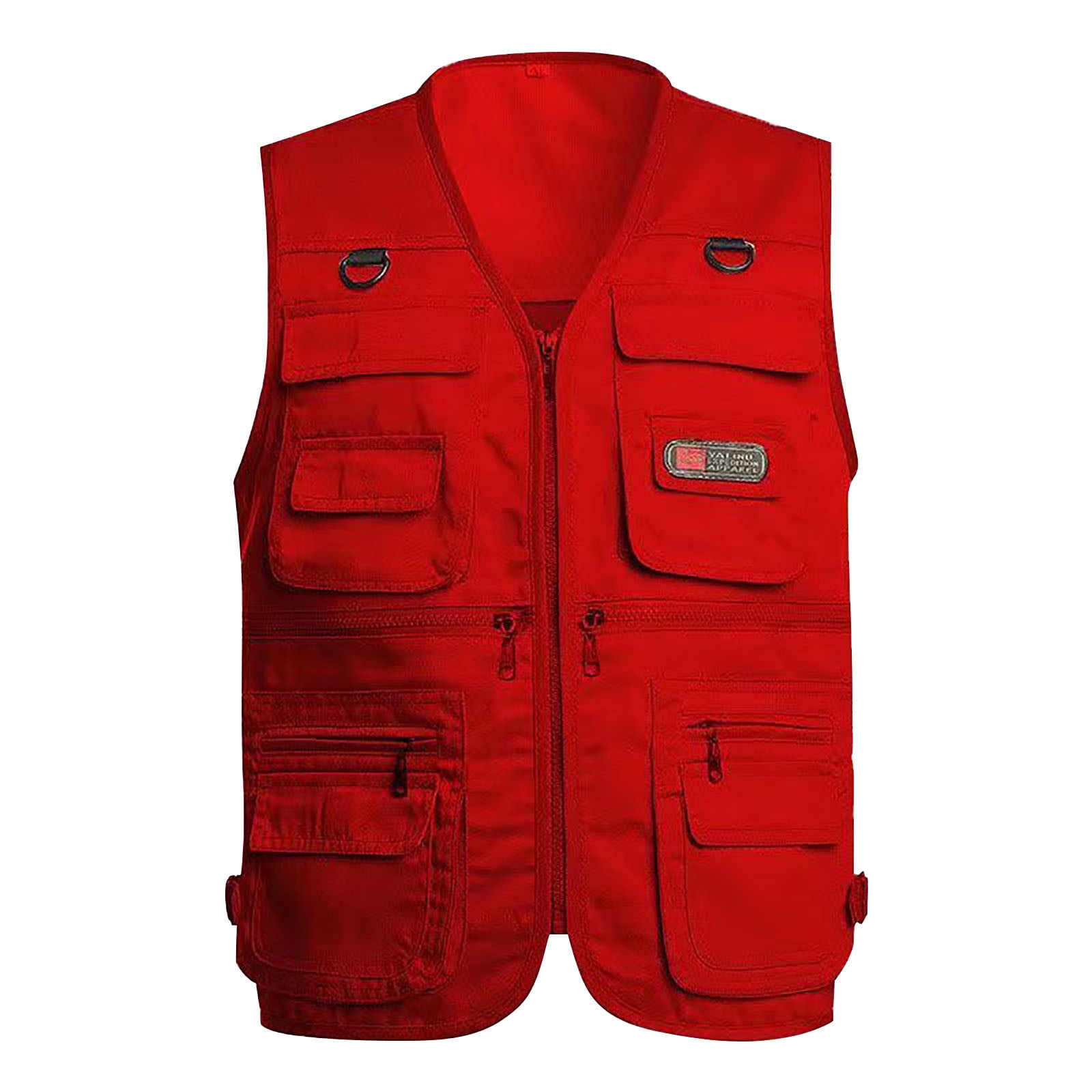 JUUYY Men's Multi Pockets Zipper Work Utility Vests Photo Safari