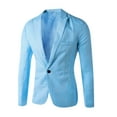 thumbnail image 1 of JUUYY Men's Notched Lapel Button Solid Color Slim Fit Suit Jacket 1 Button Daily Blazer Business Sport Coat Tops Casual Lightweight Sport Coats Blazer Sky Blue XL, 1 of 4