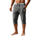 thumbnail image 1 of JUUYY Men's Outdoor Capri Pants with Pockets, Drawstring Lightweight Elastic Waist Loose Beach Vacation Casual Summer Cropped Pants Dark Gray L, 1 of 5