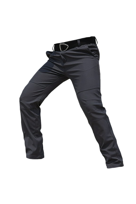 Men's Outdoor Cargo Hiking Pants with Belt Lightweight Waterproof Solid Color Quick Dry Tactical Pants Nylon Spandex Black S