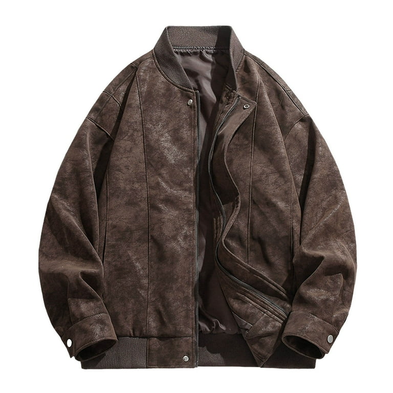 Faux leather bomber jacket mens 2025