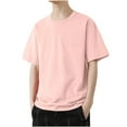 thumbnail image 1 of JUUYY Men's Oversized Summer Thin Breathable Loose Casual T-Shirts Cotton Solid Crew Neck T-Shirt Athletic Lightweight Gym Short Sleeve Pink M, 1 of 6