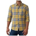 thumbnail image 1 of JUUYY Men's Plaid Long Sleeve Button Up Dress Shirt Classic Lapel Collar Casual Relaxed Fit Business Leisure Office Work Shirt Tops Yellow XXXL, 1 of 8