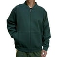 thumbnail image 1 of JUUYY Men's Plush Fleece Jacket Casual Windproof Solid Color Long Sleeved Stand Up Collar Shirts Lounge Going Out Clothes Green XXXXL, 1 of 3