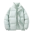 thumbnail image 1 of JUUYY Men's Puffer Jacket Zip Up Stand Collar Long Sleeve Quilted Jacket Waterproof Winter Warm Thicken Jacket Mint Green M, 1 of 3