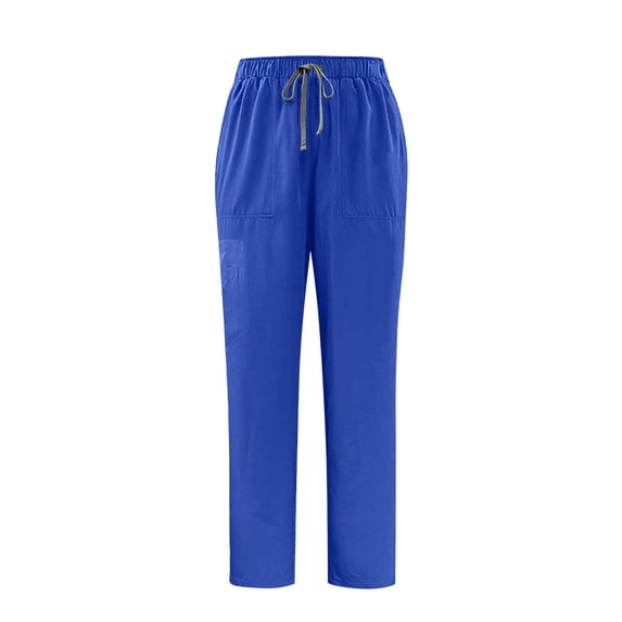 JUUYY Men's Pull-On Pants with Multi-Pockets Elastic Waist Drawstring Straight Leg Pants Scrub Pants Nursing Uniform Work Bottoms Blue S