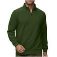 thumbnail image 1 of JUUYY Men's Quarter Zip Fleece Cotton Pullover Sweatshirts Mock Neck Casual Long Sleeve Fall Winter Warm Soid Color Sweatshirt Army Green XL, 1 of 9