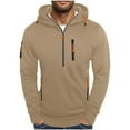 thumbnail image 1 of JUUYY Men's Quarter Zip Hoodies Casual Hoodies for Men with Zipper Pockets Half Zip Hooded Long Sleeve Fall Sweatshirt Khaki XXXL, 1 of 4