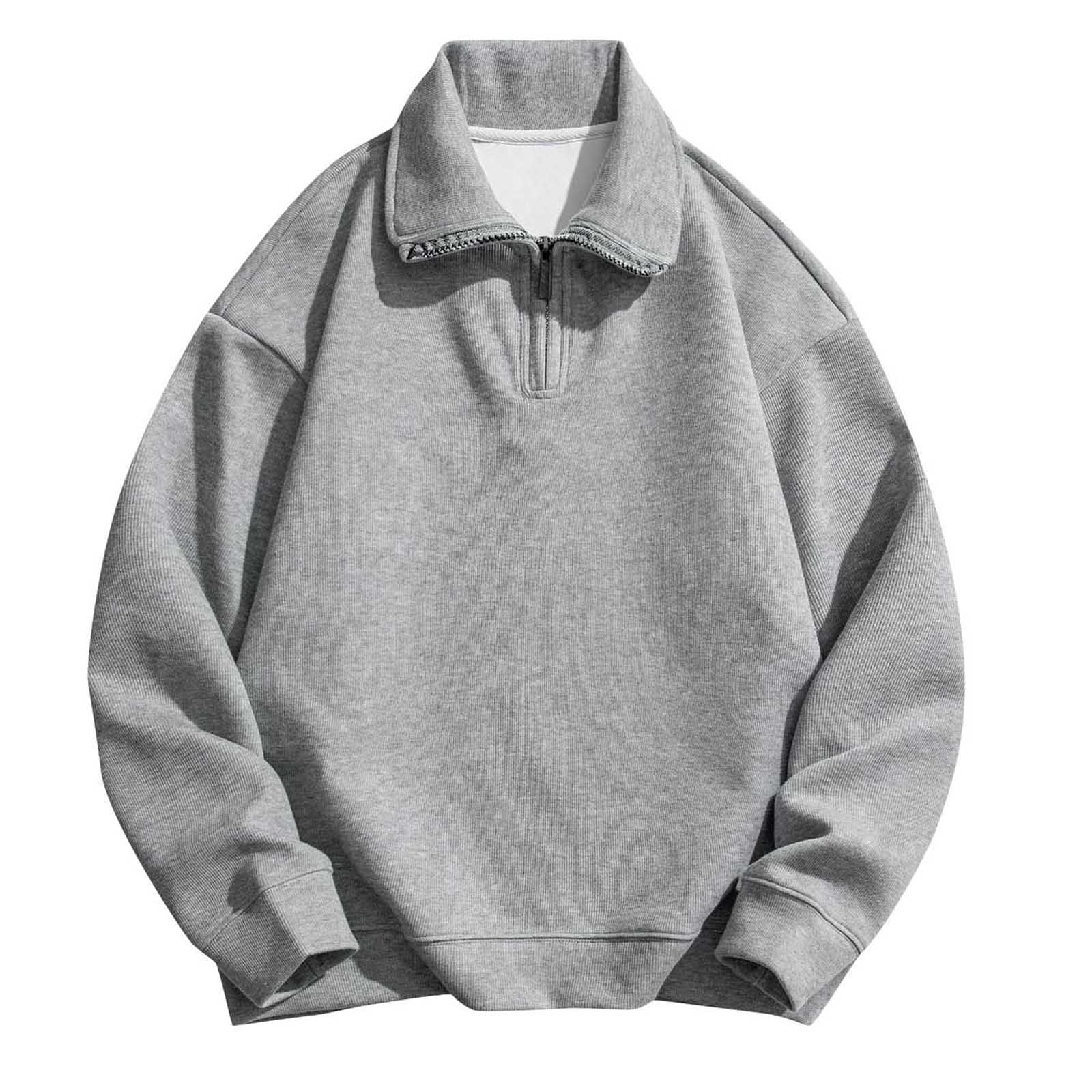 JUUYY Men's Quarter Zip Oversized Sweatshirt Casual Long