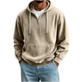 thumbnail image 1 of JUUYY Men's Quarter Zip Pullover Hoodies with Pocket Loose Fit Long Sleeve Casual Half Zipper Hooded Sweatshirt Fall Winter Outfit Beige S, 1 of 6