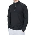 thumbnail image 1 of JUUYY Men's Quarter Zip Pullover Lightweight Long Sleeve Hiking Athletic Sweatshirts Performance Mock Neck 3/4 Zip Sweatshirt Black XXXXL, 1 of 9