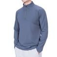 thumbnail image 1 of JUUYY Men's Quarter Zip Pullover Lightweight Long Sleeve Hiking Athletic Sweatshirts Performance Mock Neck 3/4 Zip Sweatshirt Blue XXXL, 1 of 9