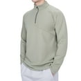 thumbnail image 1 of JUUYY Men's Quarter Zip Pullover Lightweight Long Sleeve Hiking Athletic Sweatshirts Performance Mock Neck 3/4 Zip Sweatshirt Green XXXXL, 1 of 9