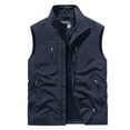 thumbnail image 1 of JUUYY Men's Quick Drying Work Clothes Lightweight Outdoor Work Vest Sleeveless Solid Color Zipper Waistcoat Vest with Pockets Dark Blue XXXXXXL, 1 of 5