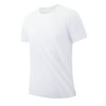 thumbnail image 1 of JUUYY Men's Quick-drying Solid Short Sleeve T-shirt Crewneck Lightweight Slim Stretch Sports T-shirt Top Z06-White M, 1 of 9