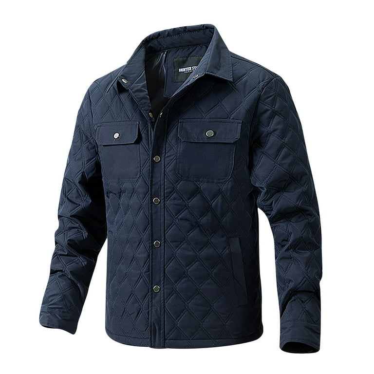 JUUYY Men's Quilted Jacket Winter Button Down Lightweight Warm