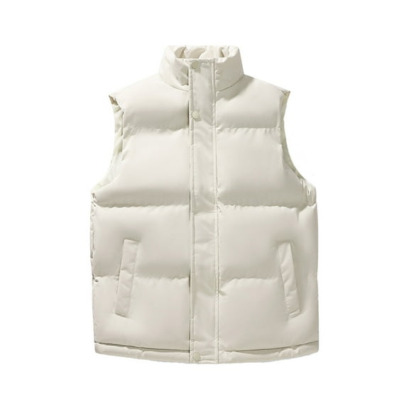 JUUYY Men's Quilted Puffer Vest Big and Tall Lightweight Zip Up Stand Collar Sleeveless Down Jacket Winter Warm Vests Outerwear White XXXXXL