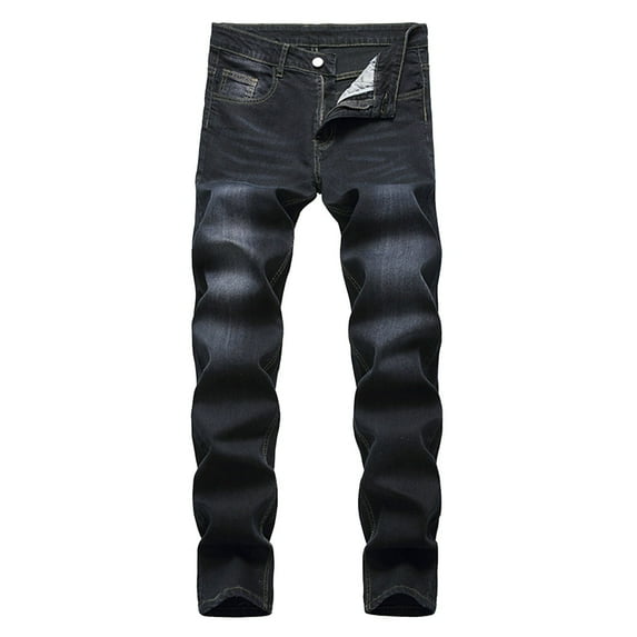 JUUYY Men's Ripped Distressed Destroyed Straight Fit Washed Denim Jeans Pants Black 36
